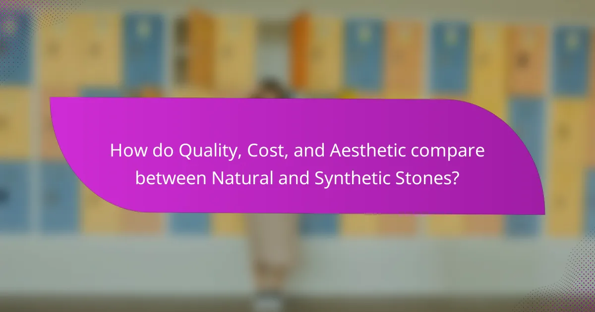 How do Quality, Cost, and Aesthetic compare between Natural and Synthetic Stones?